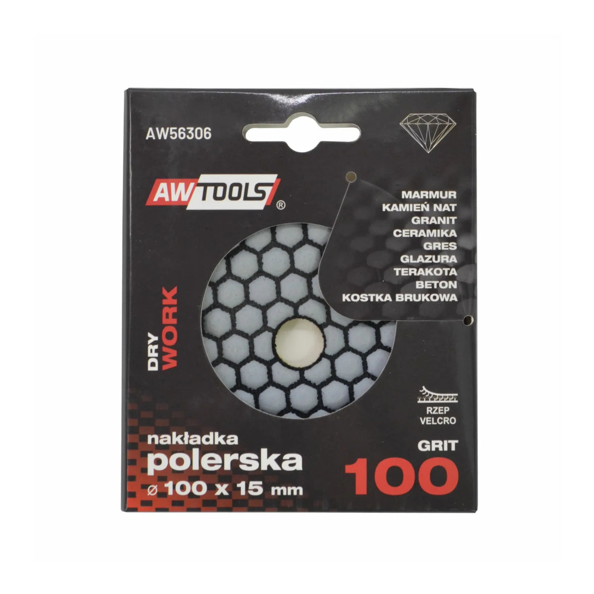 Diamant polijstpad voor droog 100 mm korrel 100