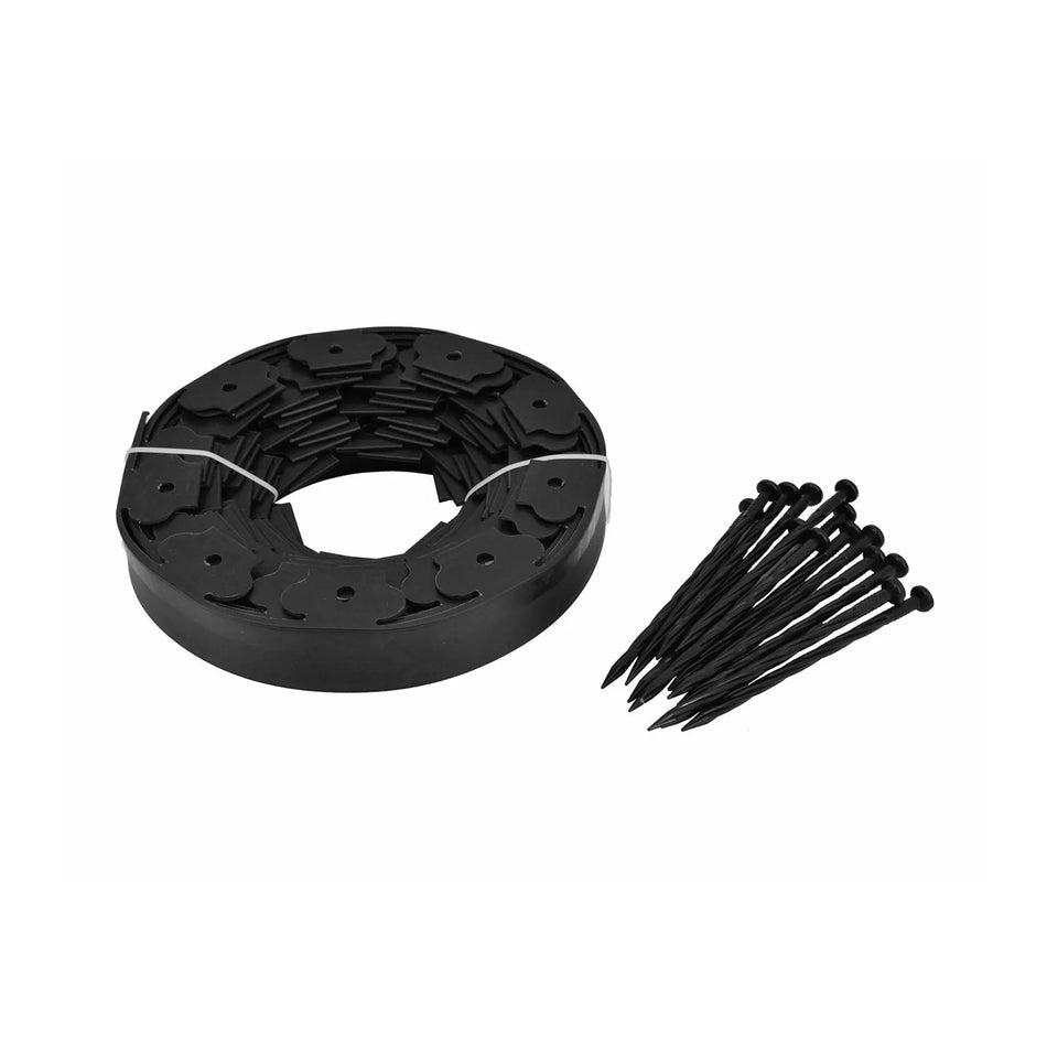 AWTools Grasrand Eco-Border zwart flexibel 10m 5 cm hoog