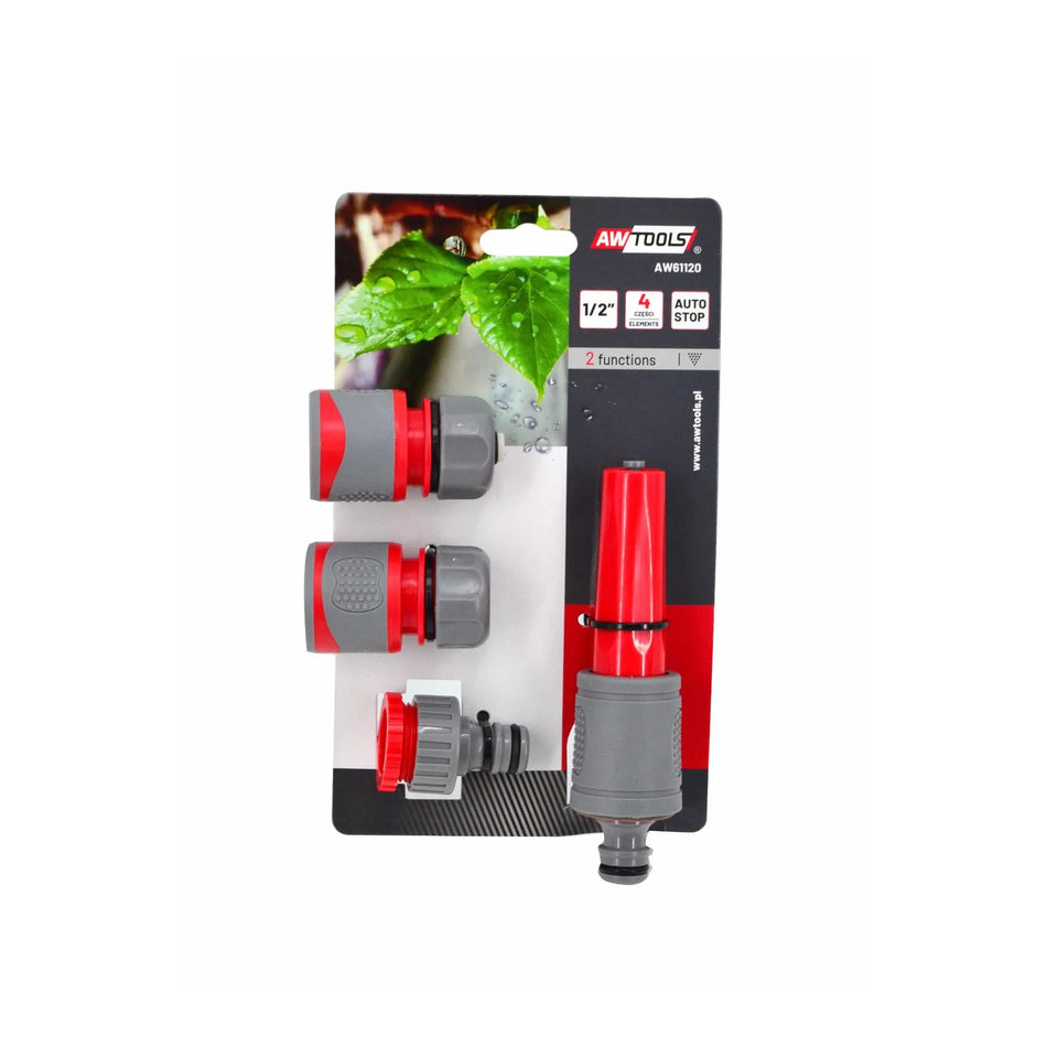 AWTools Besproeiingsset 4-delig met rubberen greep 1/2"