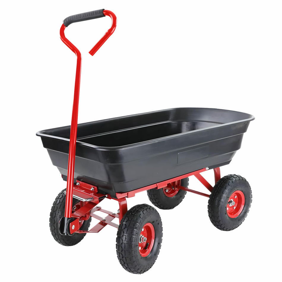AWTools Tuinwagen met kiepbak 4-wiel 75L draagvermogen 200 kg