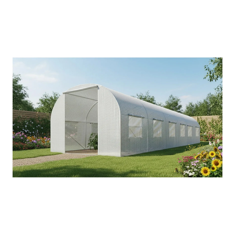 AWTools Tuinkas tunnel wit 3 x 6 x 2 m met uv-bestendige PE folie