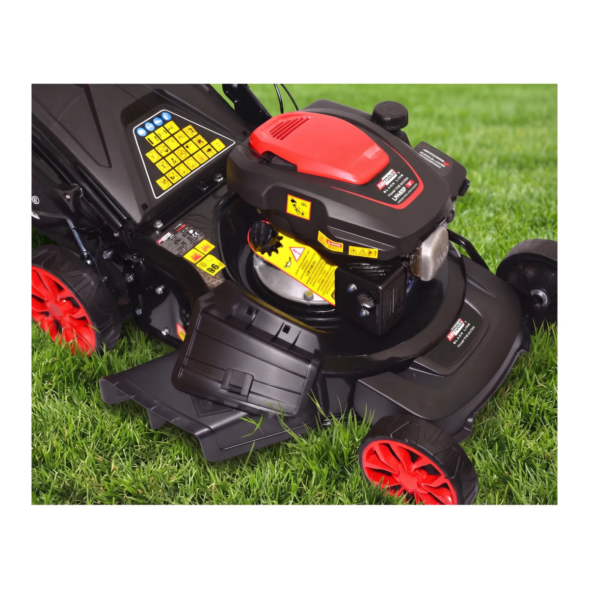 AWTools Benzine grasmaaier achterwielaandrijving 3,5PK 150cc 46 cm Black Line