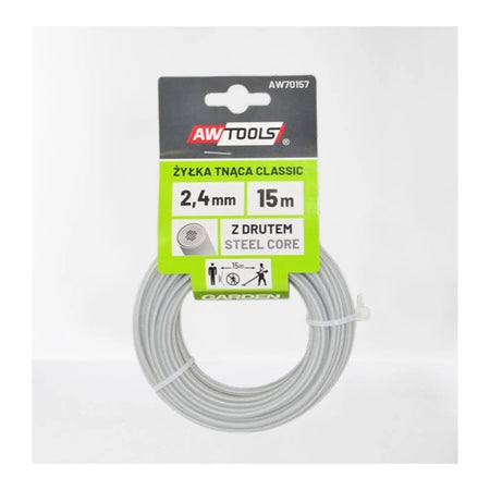 AWTools Nylon Maaidraad Classic 2,7 mm Rond met Stalen Kern 15m