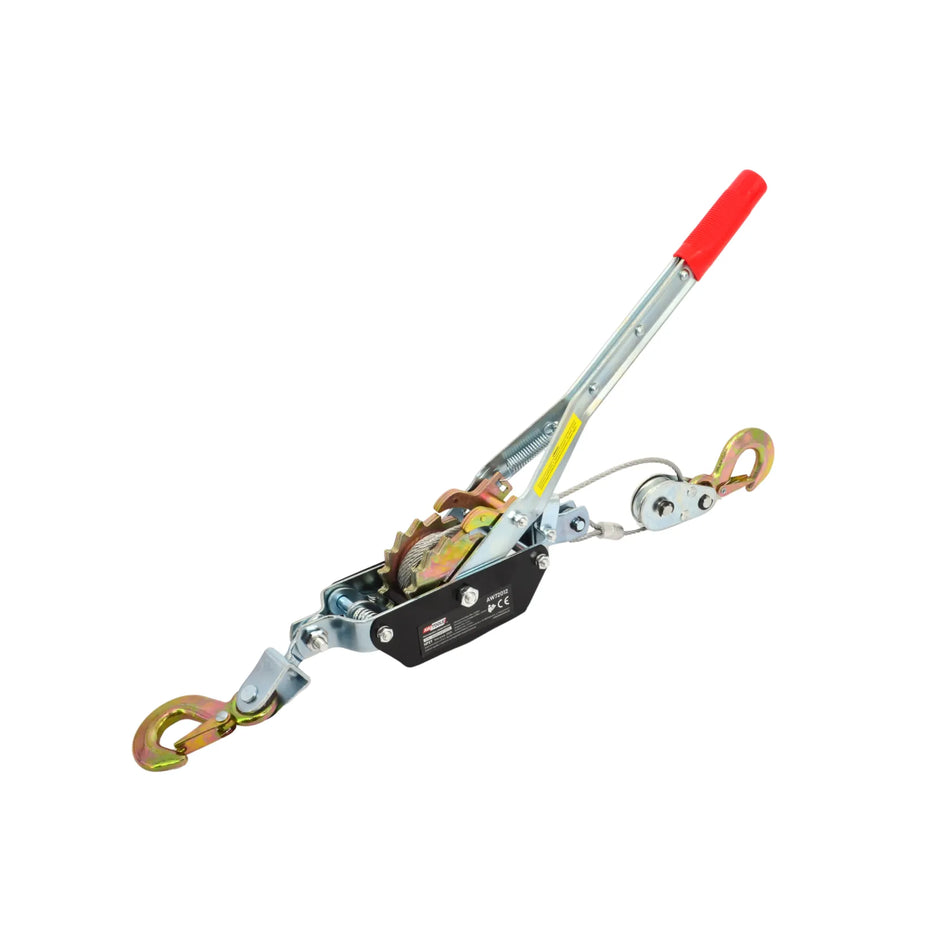 AWTools handlier 2 ton met 2 haken en stalen kabel 2,5m