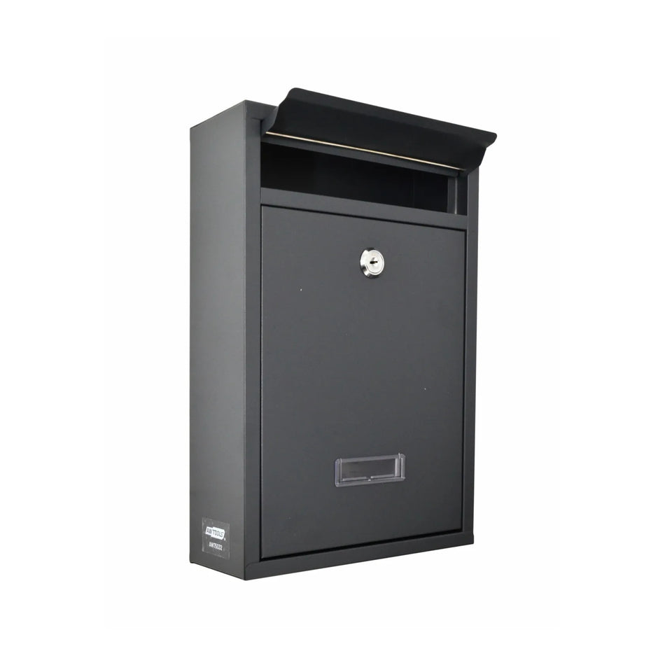 AWTools brievenbus antraciet met voorzijde en bovenklep 215x320x85mm
