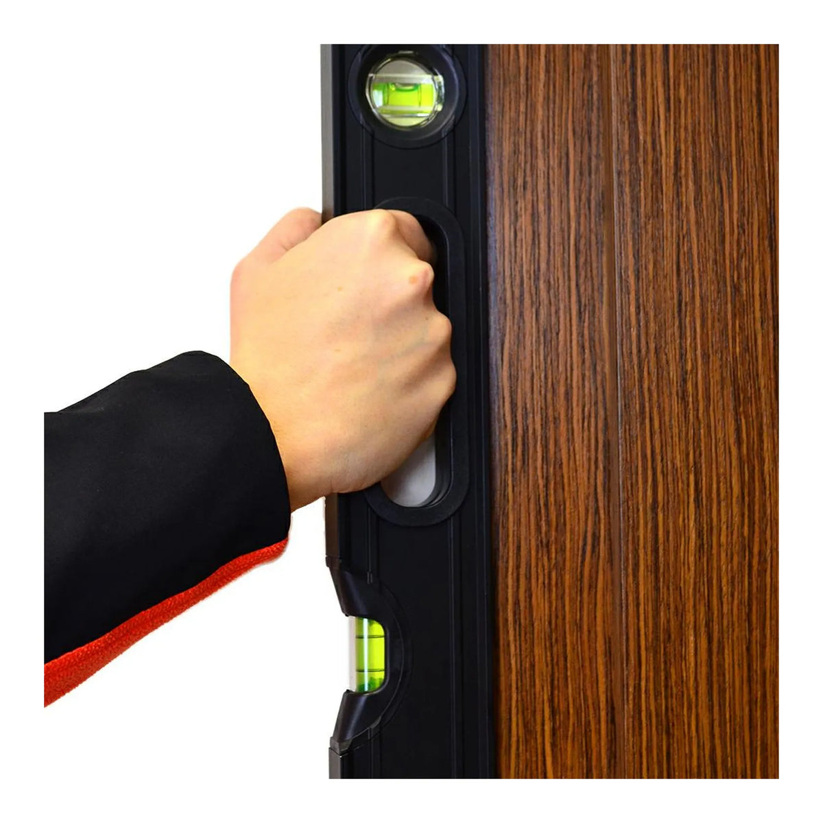 AWTools Aluminium waterpas zwart 200 cm met magneten en handgrepen