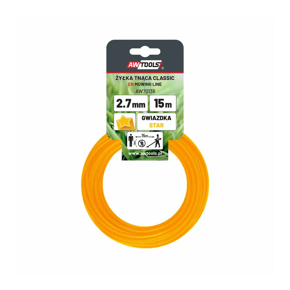 AWTools Nylon Maaidraad Classic 2,7 mm Ster 15m