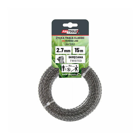 AWTools Nylon maaidraad vierkant gedraaid met kunststof kern 2,4x15m