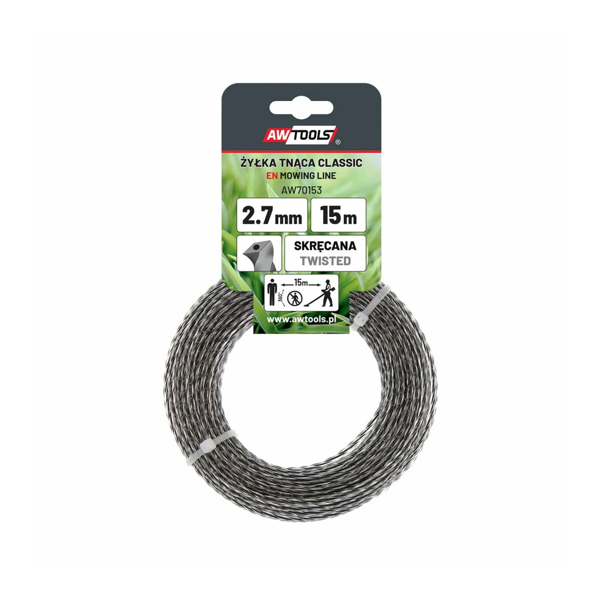 AWTools Trimmerdraad Classic getordeerd vierkant met kern 3,0x15m
