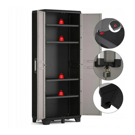 Keter Opbergkast PRO Hoog Grijs/Zwart 68 x 39 x 173 cm