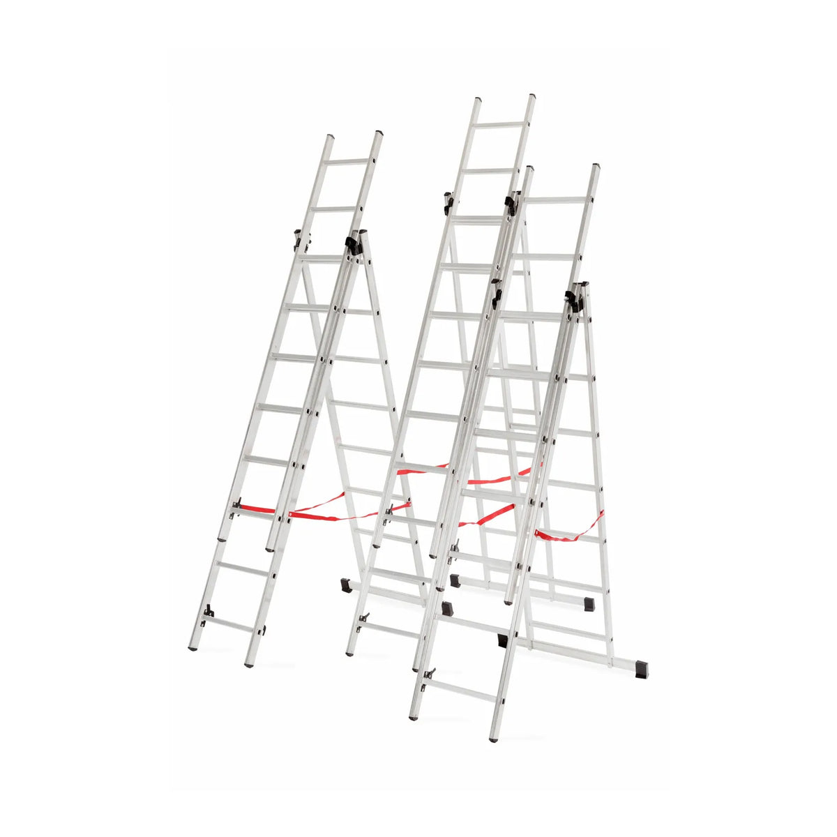 AWTools Aluminium multifunctionele ladder 3x7 sporten 150 kg draagvermogen