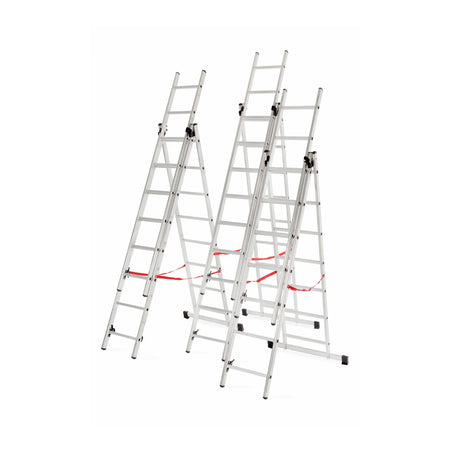 AWTools Aluminium multifunctionele ladder 3x7 sporten 150 kg draagvermogen