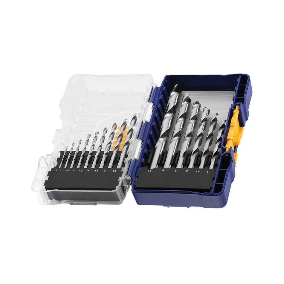 IRWIN Set 15 stuks hss pro 1.5mm, 2mm, 2.5mm, 3mm, 3.5mm, 4mm, 4.5mm, 5mm, 5.5mm, 6mm, 6.5mm, 7mm, 8mm, 9mm, 10mm