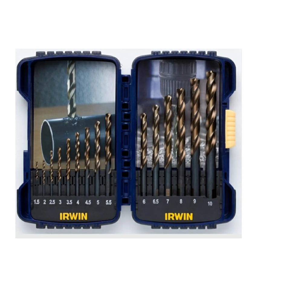 IRWIN Set 15 stuks turbomax 1.5mm, 2mm, 2.5mm, 3mm, 3.5mm, 4mm, 4.5mm, 5mm, 5.5mm, 6mm, 6.5mm, 7mm, 8mm, 9mm, 10mm