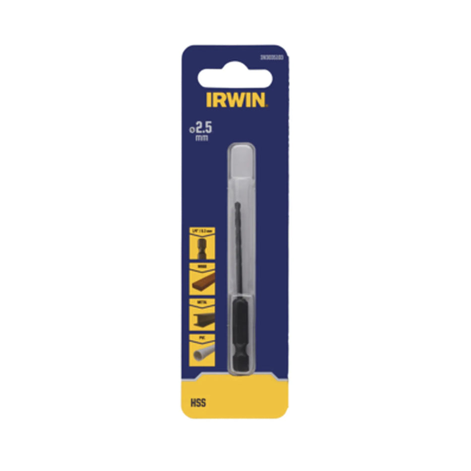 IRWIN Boor metaal hss 2,5mm hex 1/4"
