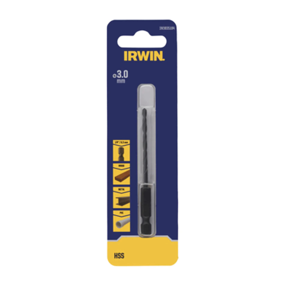 IRWIN Boor metaal hss 3,0mm hex 1/4"