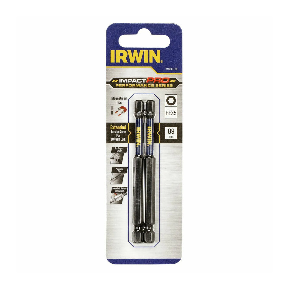 IRWIN Bit slagvast imbus 5 x 89mm (2 stuks )
