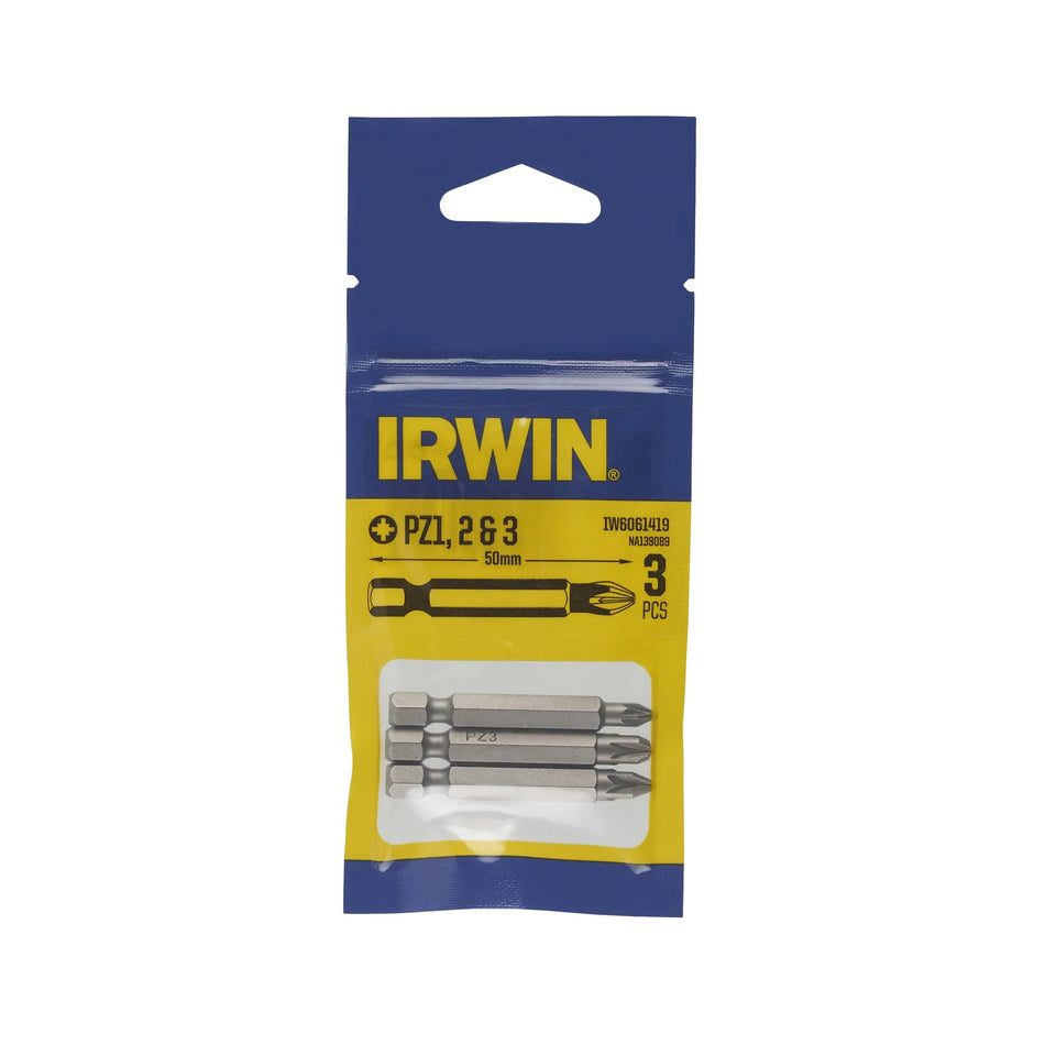 IRWIN Bits set 3 stuks pz1 pz2 pz3 /50mm