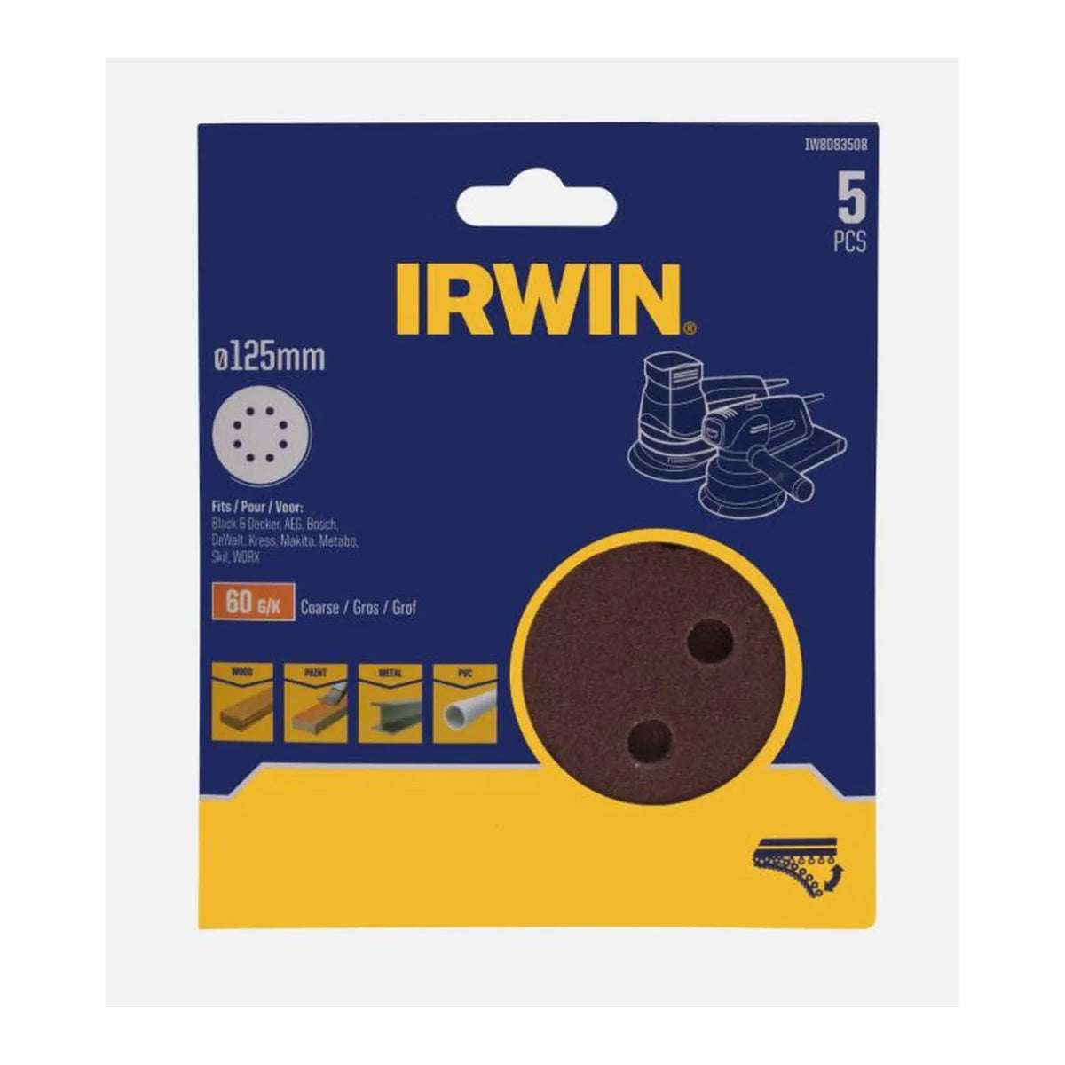 IRWIN Schuurschijf schuur perforatie 125mm p 60 /5 stuks