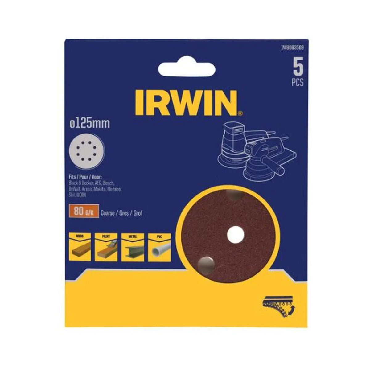 IRWIN Schuurschijf schuur perforatie 125mm p 80 /5 stuks