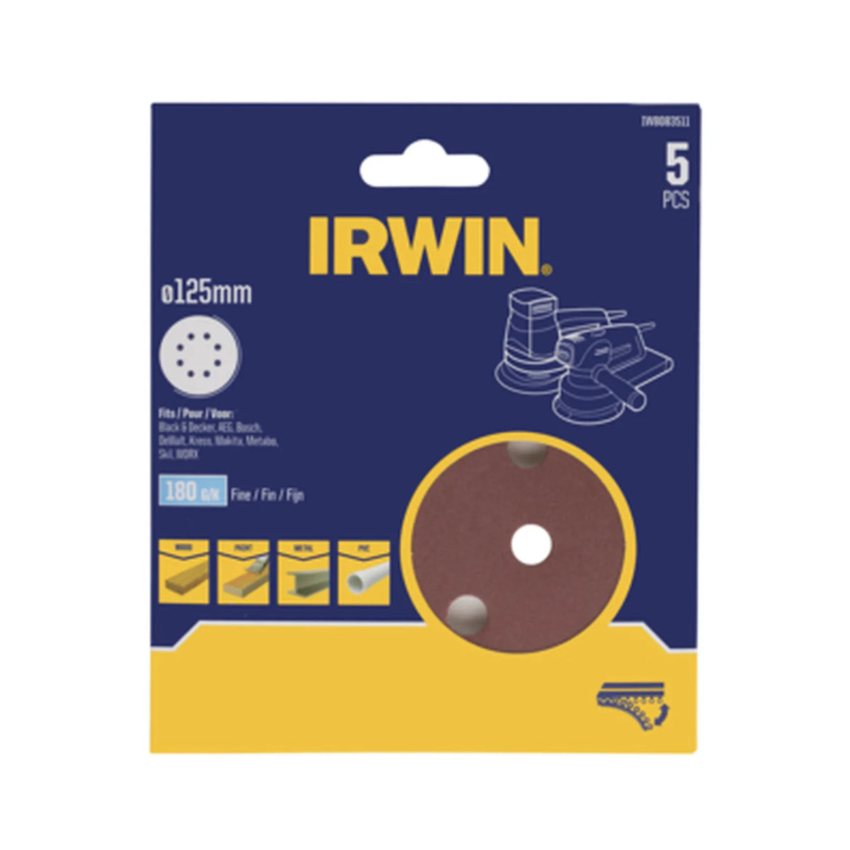 IRWIN Schuurschijf schuur perforatie 125mm p 80 /5 stuks
