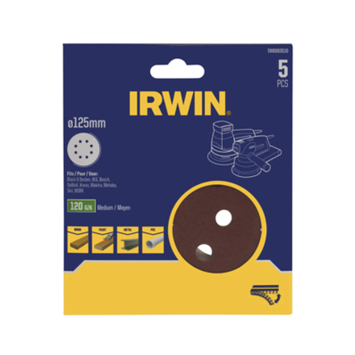 IRWIN Schuurschijf schuur perforatie 125mm p120 /5 stuks