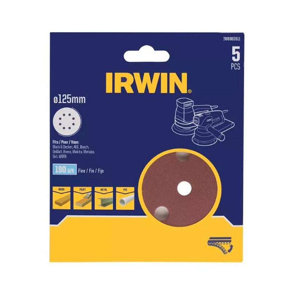 IRWIN Schuurschijf schuur perforatie 125mm p180 /5 stuks