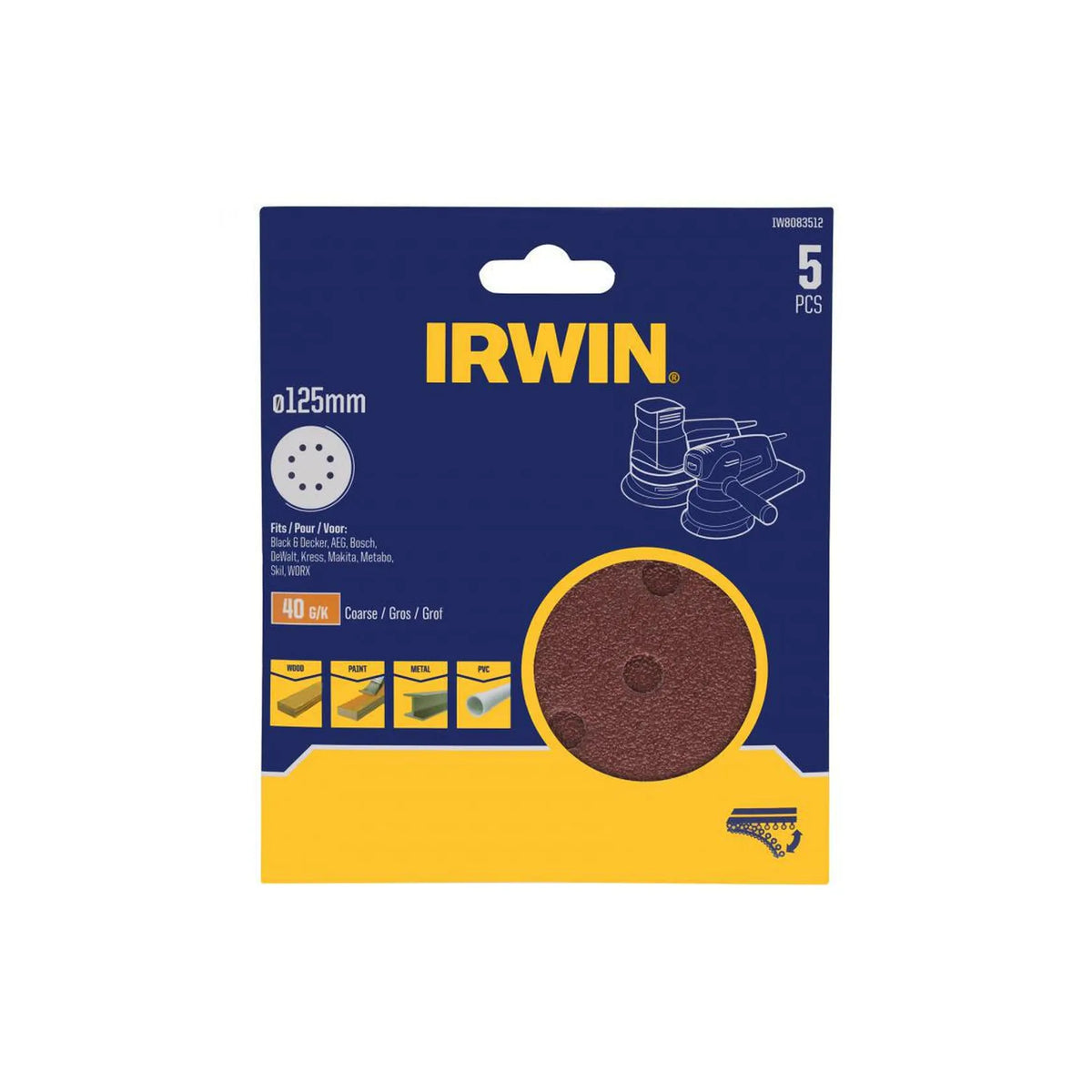 IRWIN Schuurschijf schuur perforatie 125mm p 32 /5 stuks