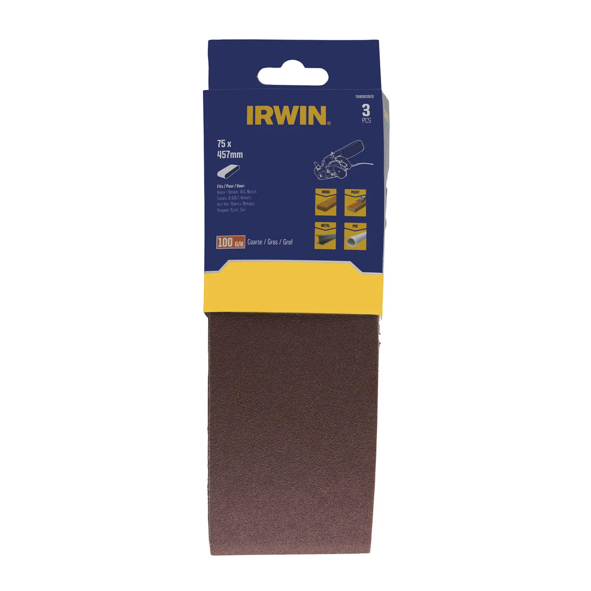IRWIN Pasy eindloze 75mm x 457mm p100 /3 stuks