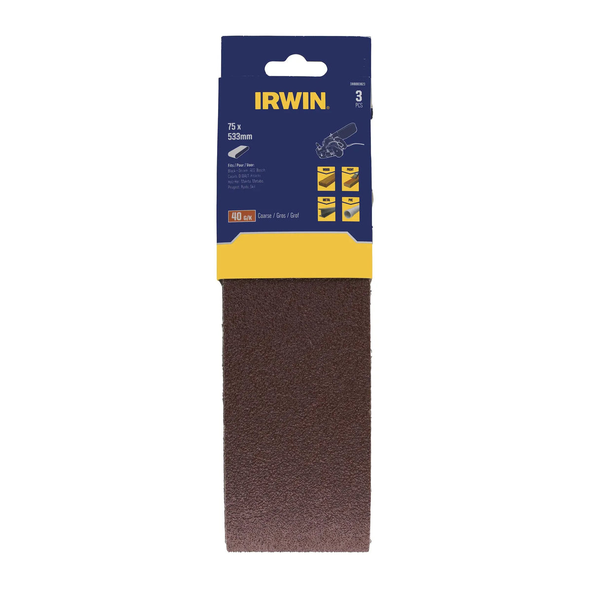 IRWIN Pasy eindloze 75mm x 533mm p 40 /3 stuks