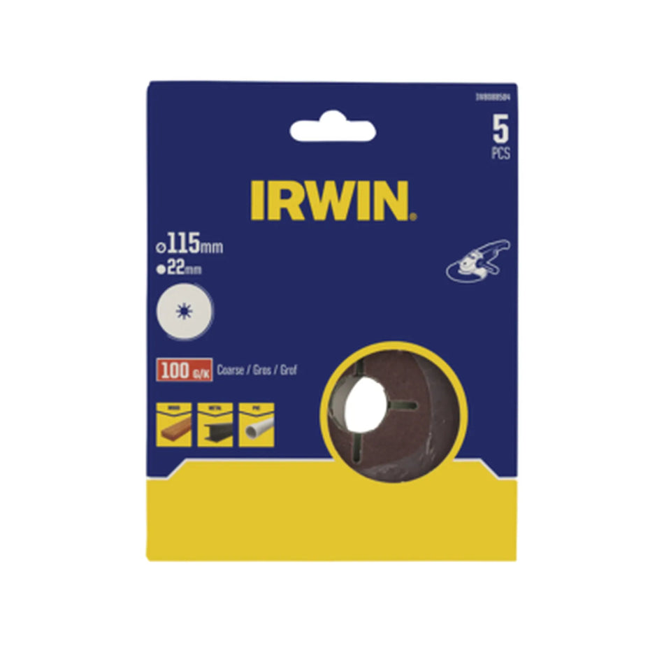 IRWIN Schuurschijf fiberschuur 115mm x 22mm p100 /5 stuks