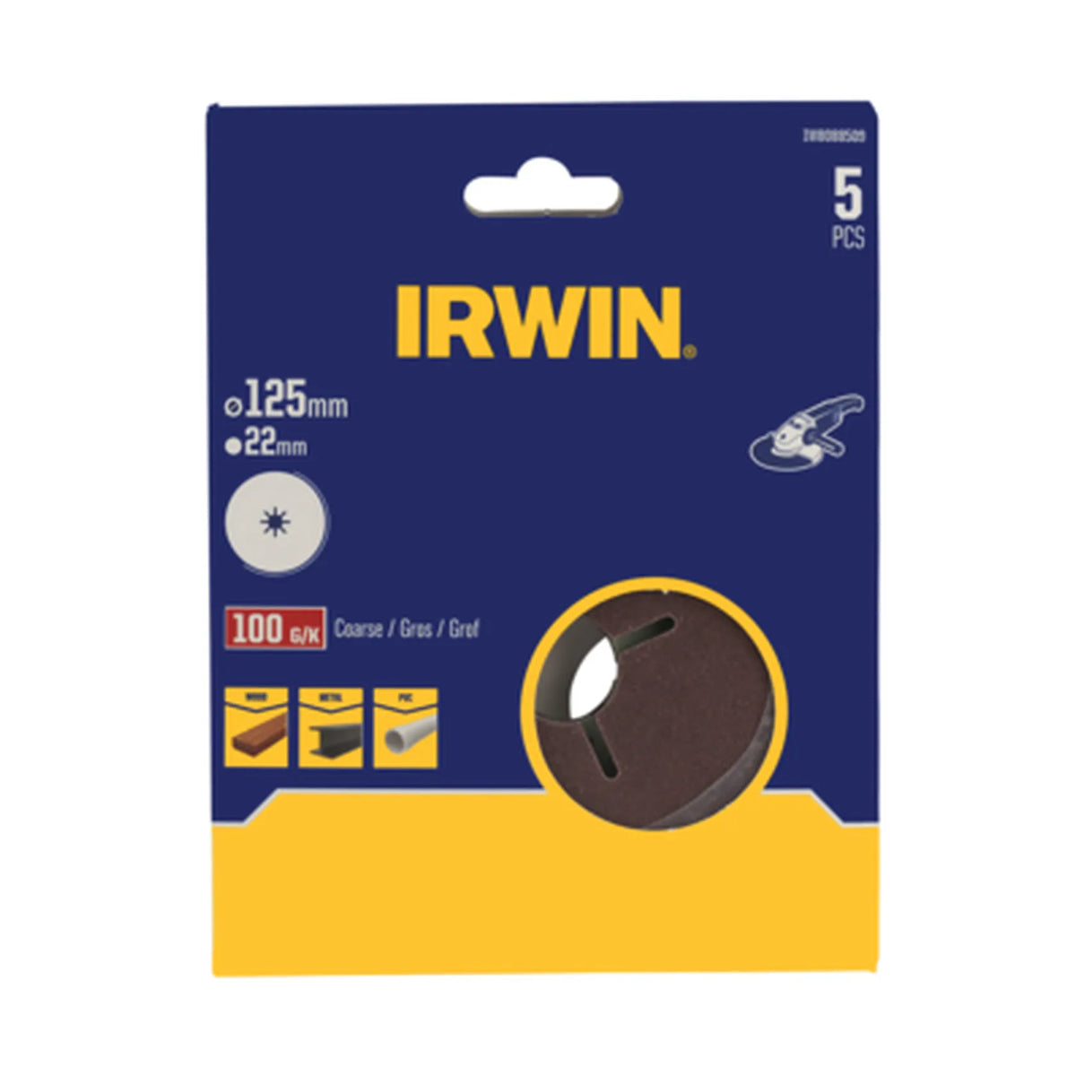 IRWIN Schuurschijf fiberschuur 125mm x 22mm p100 /5 stuks