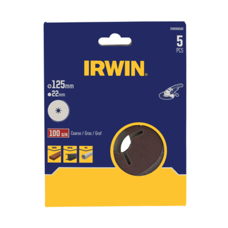 IRWIN Schuurschijf fiberschuur 125mm x 22mm p100 /5 stuks