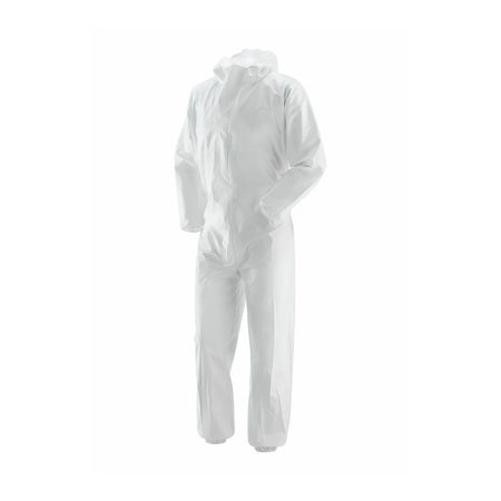 AWTools Wegwerpoverall wit maat M polyester met polyethyleen coating
