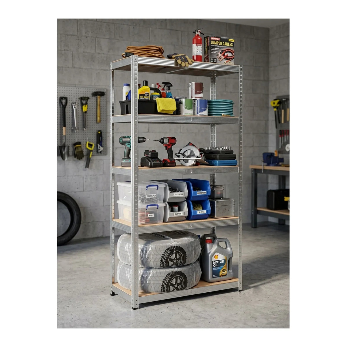 AWTools Stellingrek 5 Planken 200x90x40 cm Max Belastbaar 250 kg