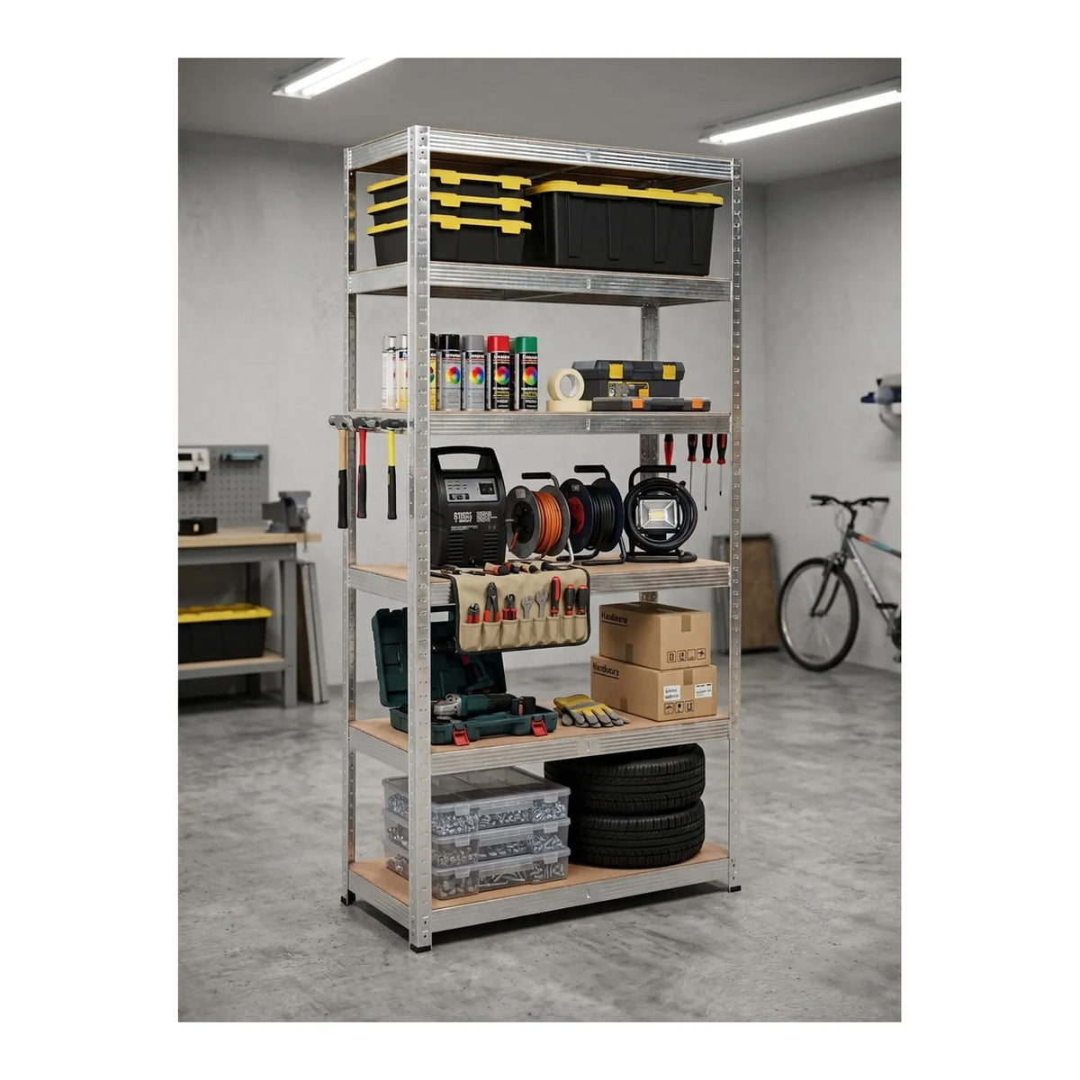 AWTools rek met 6 planken draagvermogen 300 kg 200x90x40 cm