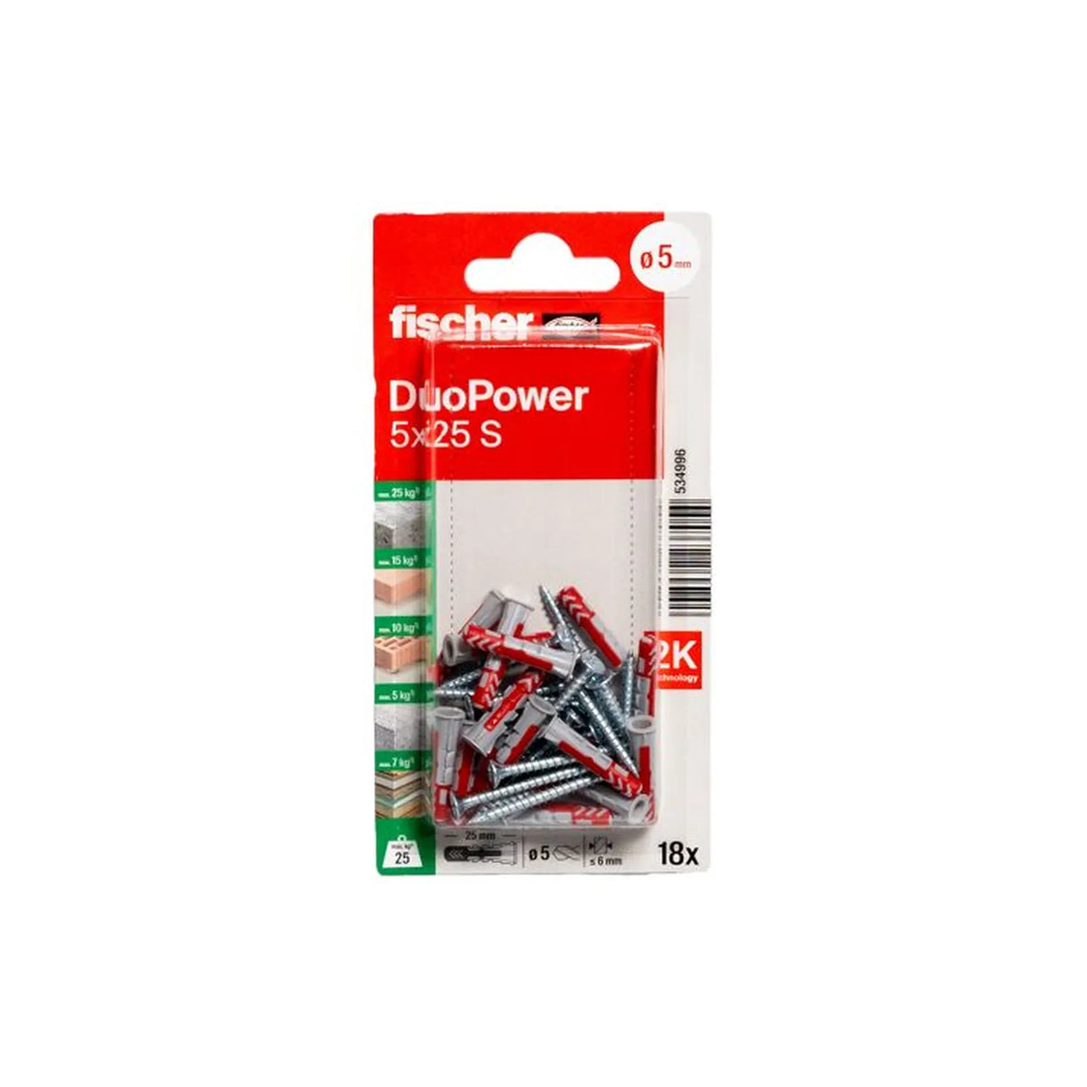 Fischer DuoPower 5x25 met schroef