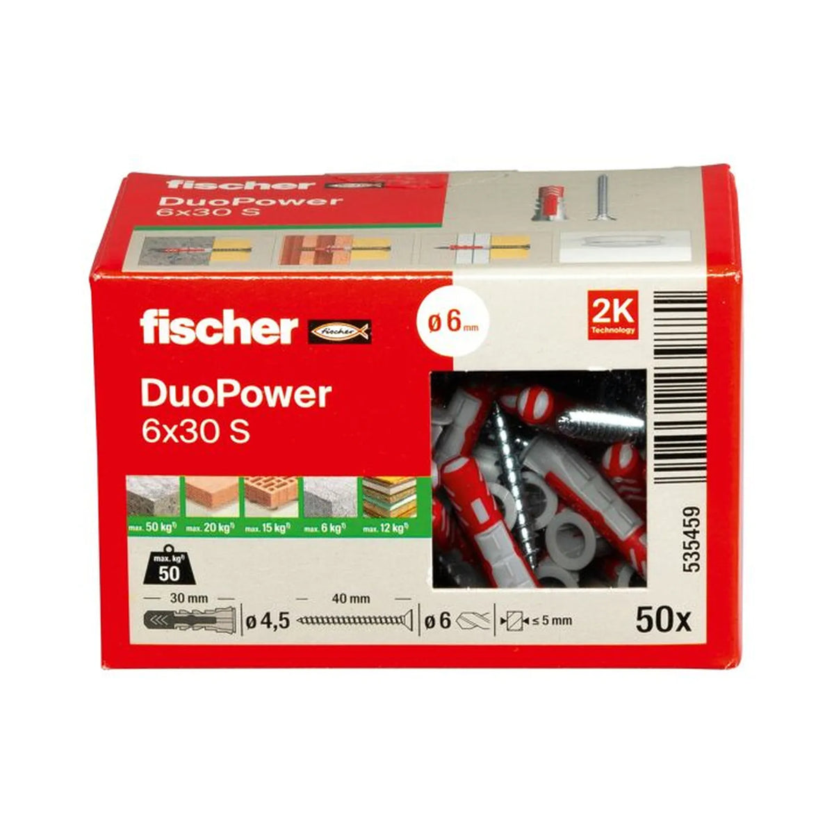 Fischer DuoPower 6x30 S met schroef