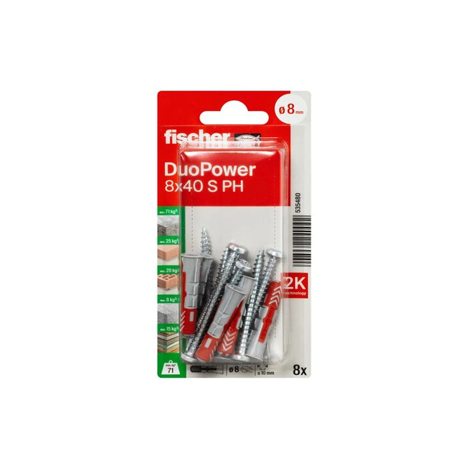 Fischer DuoPower 8x40 met bolkopschroef