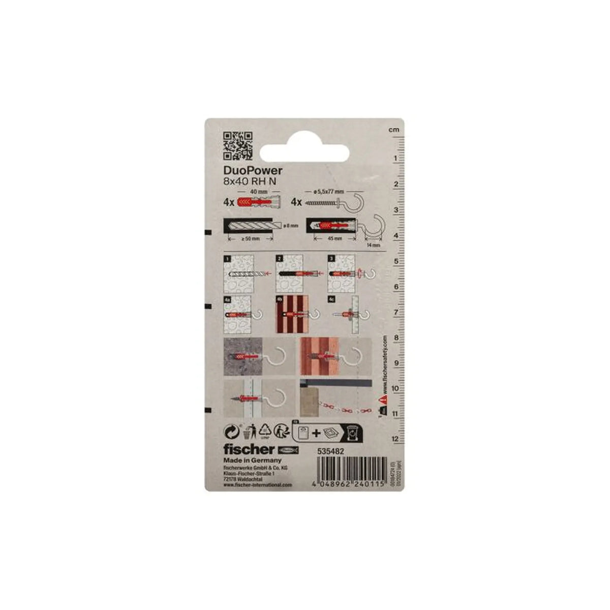 Fischer DuoPower 8x40 met nylon ronde haak