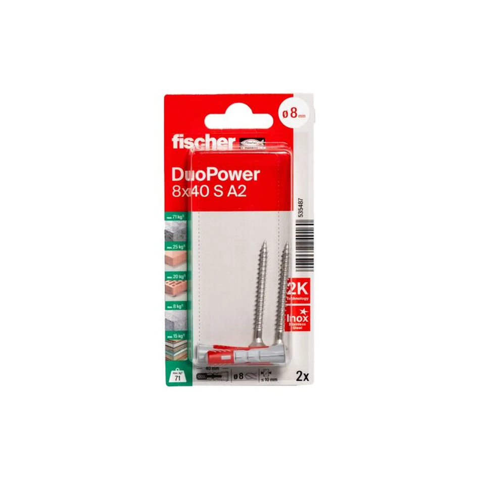 Fischer DuoPower 8x40 met rvs A2 schroef