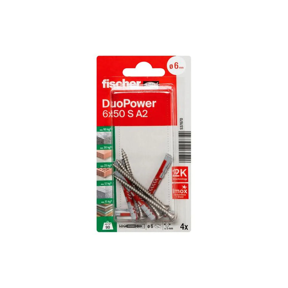 Fischer DuoPower 6x50 met rvs A2 schroef
