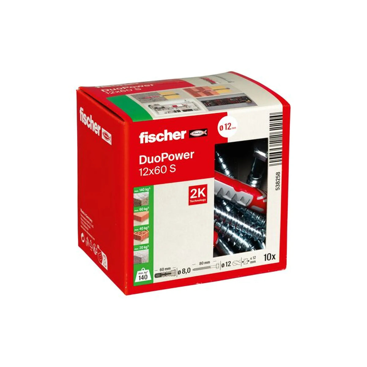 Fischer DuoPower 12x60 SS met zeskantschroef