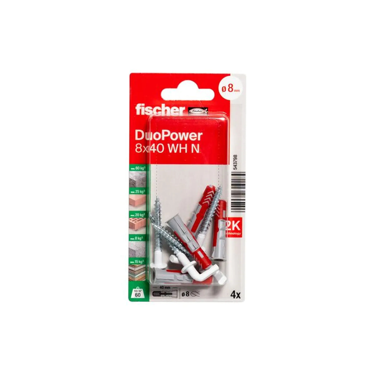 Fischer DuoPower 8x40 met nylon winkelhaak