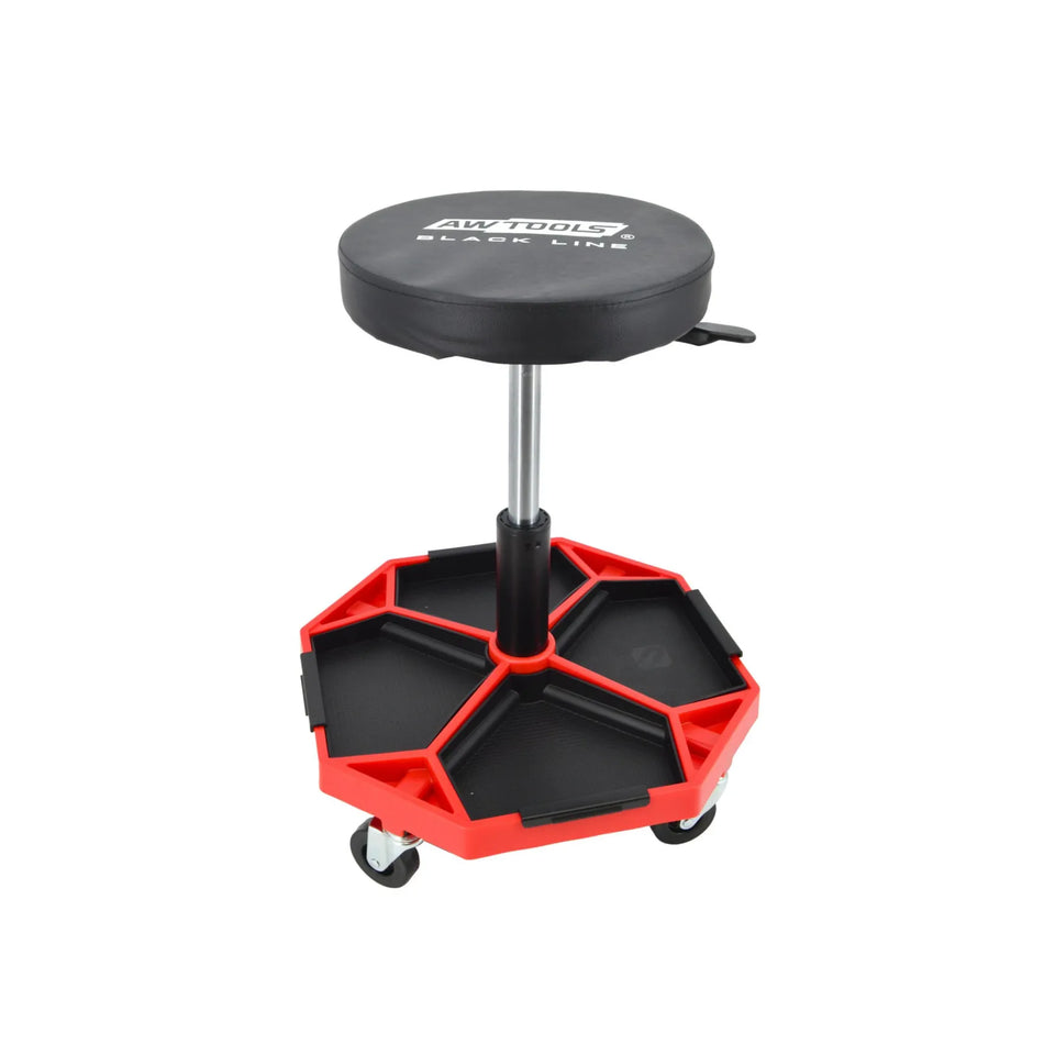 AWTools Werkplaatskruk verstelbaar met opbergvakken 41-55cm