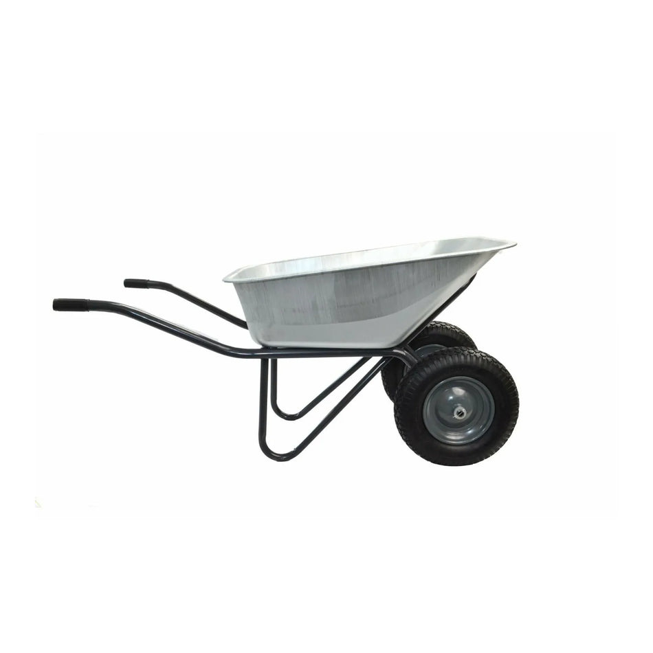 AWTools Tuinkruiwagen met dubbele wielen 100 liter verzinkte stalen kuip 130kg