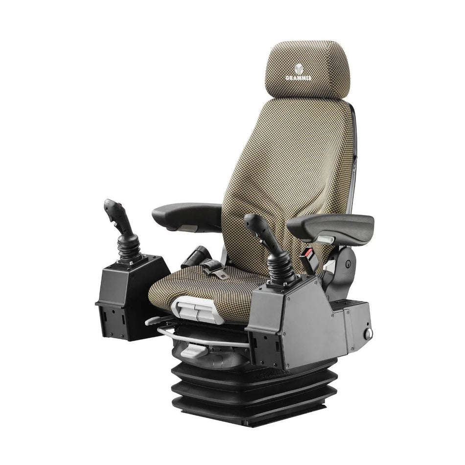 Airpress Bouwmachinestoel Actimo XL stof geel/zwart met stuurbakken 24 V 1294570