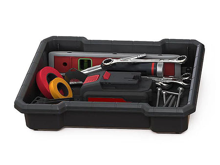 KETER Set 3 opbergboxen 150L Stack`n`roll / zwart / Rood